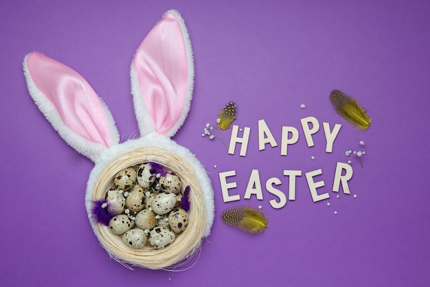 Easter table on purple table