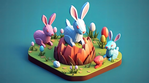 Easter a time full of color and religious significance 3D isometric