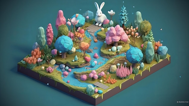 Easter a time full of color and religious significance 3D isometric