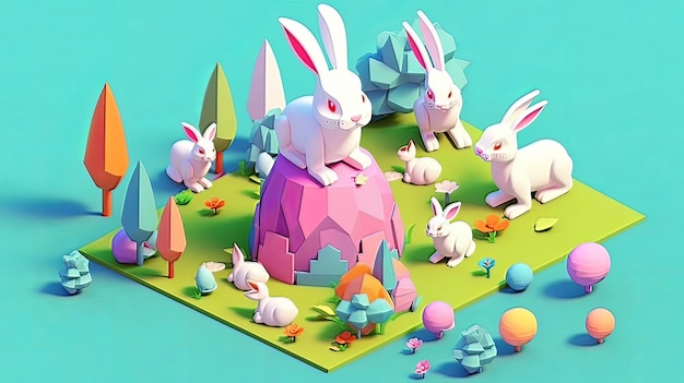 Easter a time full of color and religious significance 3D isometric