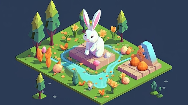 Easter a time full of color and religious significance 3D isometric