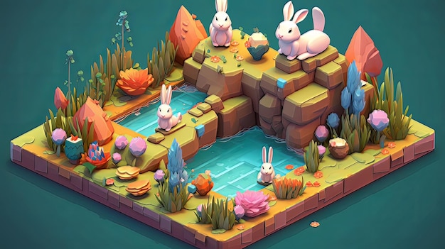 Easter a time full of color and religious significance 3D isometric