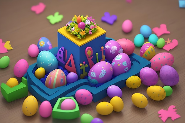 Easter a time full of color and religious significance 3D isometric