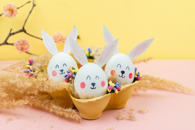 Easter yellow on pink and blue table