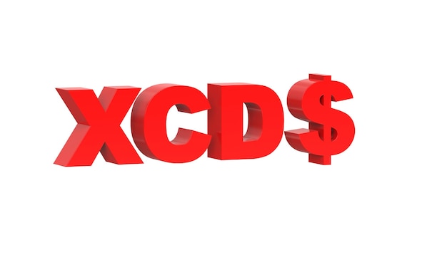 Eastern Caribbean dollar currency symbol of Eastern Caribbean States in Red 3d rendering