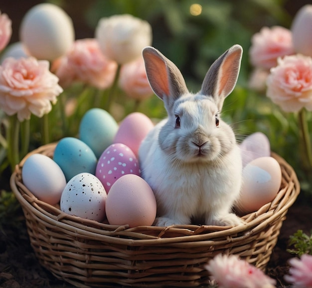 Eastern eggs in a basket