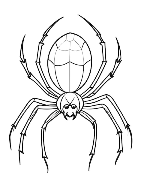 Photo easy cartoon spider coloring page outline white color white background ai grnareted image