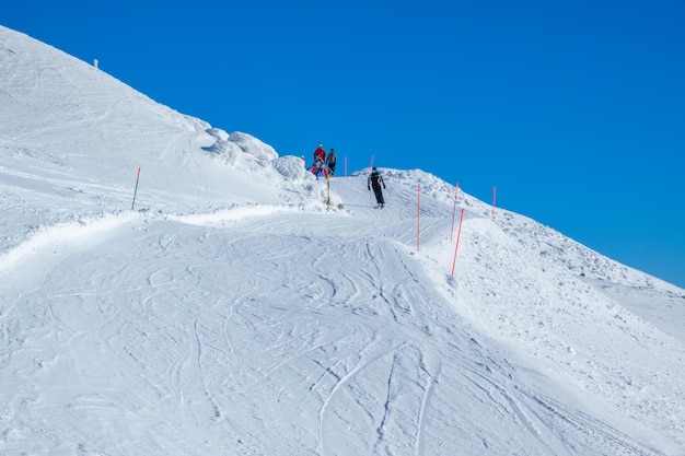 Easy Ski Slope for Beginners and Blue Sky