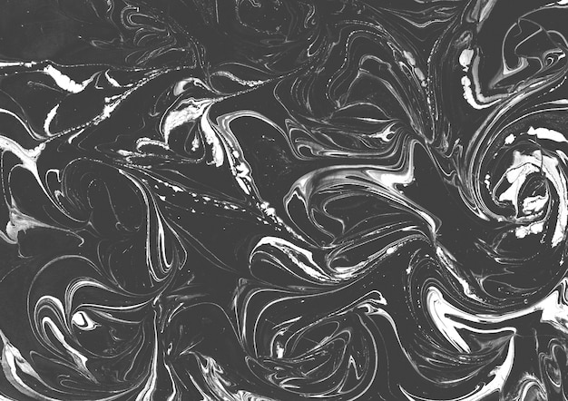 Ebru technique, black & white marble texture background