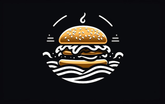 Eccentric Burger on Black Background Generative AI