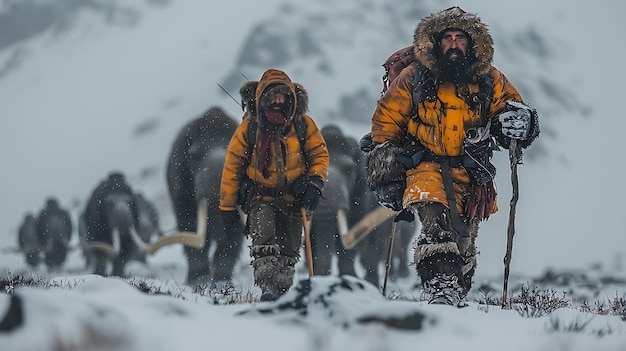 Echoes of Ancient Hunts Paleolithic Nomads Brave Harsh Winter Conditions Track Mammoth Herds