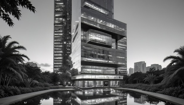 Echoes of Glass and Light Exploring the Futuristic Building Background