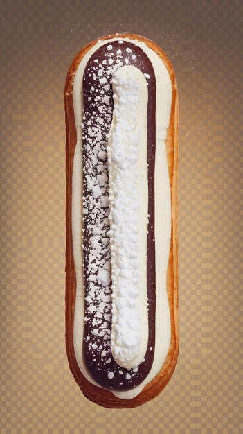 Photo eclair isolated on transparent background top view