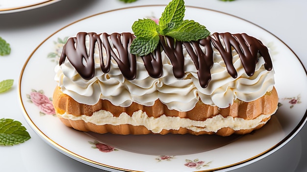 Eclair pastry cream long bread dough baked snack