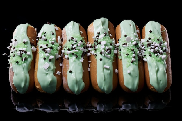 Photo eclairs with crushed peppermint candy delicious eclairs sweet treat food photography