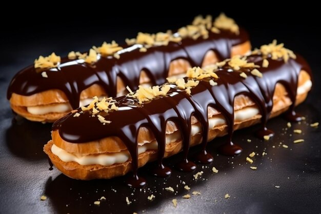 Photo eclairs with a hint of espresso delicious eclairs sweet treat food photography