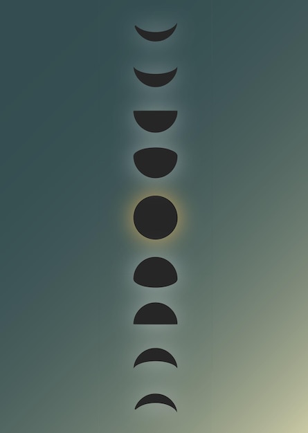 Photo eclipse and moons of various phases