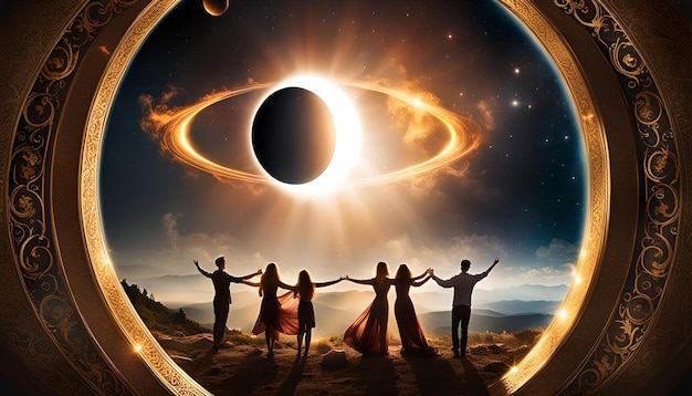 Photo eclipse with celestial beings