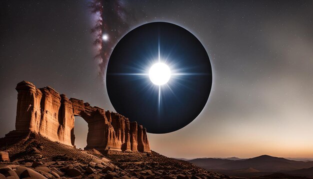 Photo eclipse with starry sky