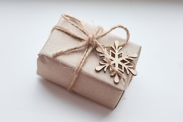 Eco christmas preparation Christmas and zero waste Eco friendly packaging gifts in kraft paper