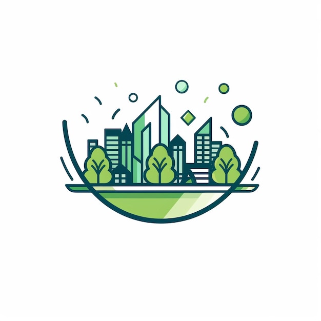 Photo eco city icon sustainable urban living and green architecture art logo illustration