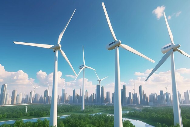 Eco city using wind solar and Wind turbine