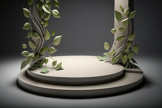 eco friendly 3d podium platform background for product promotion generative ai