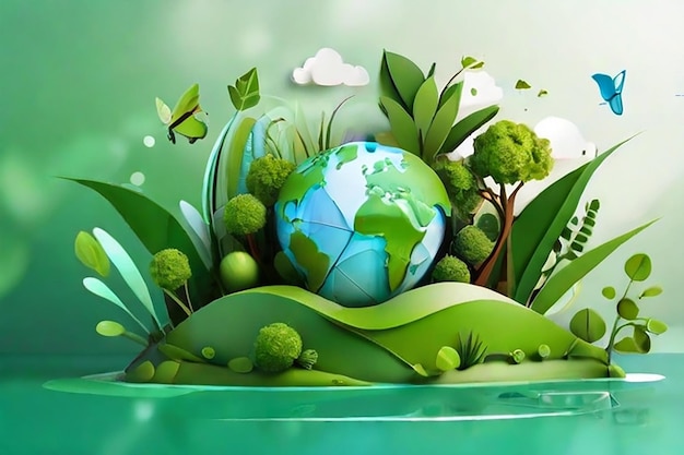 Eco Friendly clean green happy Sustainable futuristic Technology development background