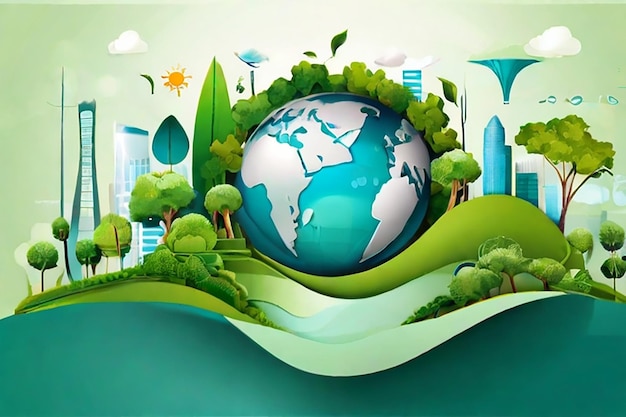 Eco Friendly clean green happy Sustainable futuristic Technology development background