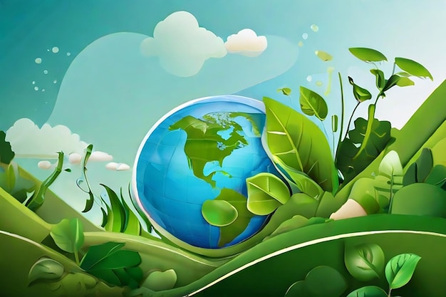 Eco Friendly clean green happy Sustainable futuristic Technology development background