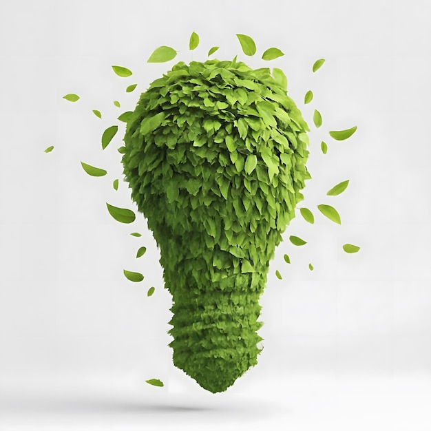 Eco friendly lightbulb from fresh leaves Green Eco Friendly Lightbulb From Fresh Leaves