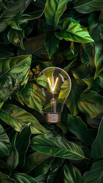 Eco friendly lightbulb from fresh leaves