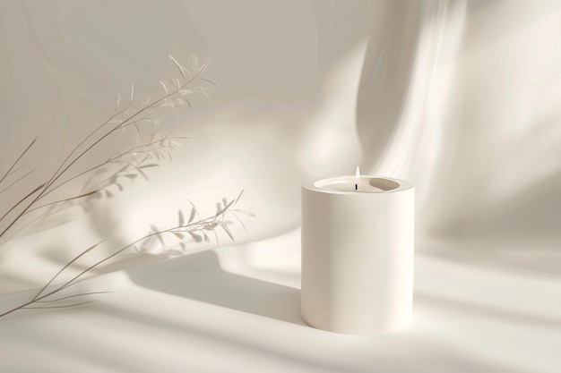 Eco friendly luxury candle minimalist white mockup with elegant packaging and artisan branding