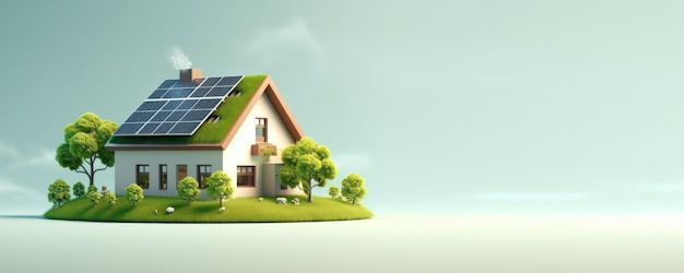 Eco Friendly Modern House Green Energy and Renewable Power Concept Generative Ai