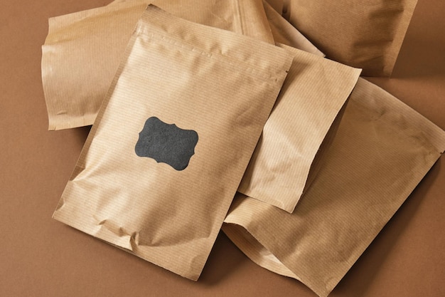 Eco friendly packaging, paper recycling, zero waste, natural products concept. Copy space.