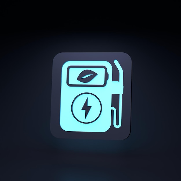 Eco fuel neon icon Ecology concept 3d render illustration