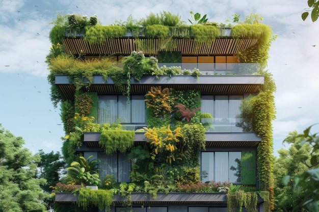 An eco house in downtown with vertical gardens