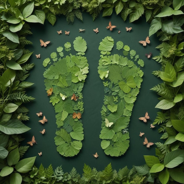 Photo eco imprint a leafy footprint symbolizing natures mark on sustainability