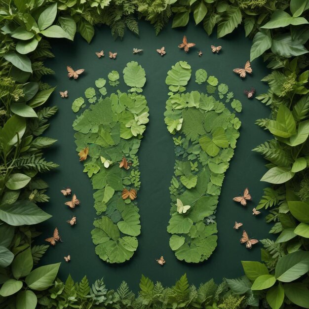 Photo eco imprint a leafy footprint symbolizing natures mark on sustainability