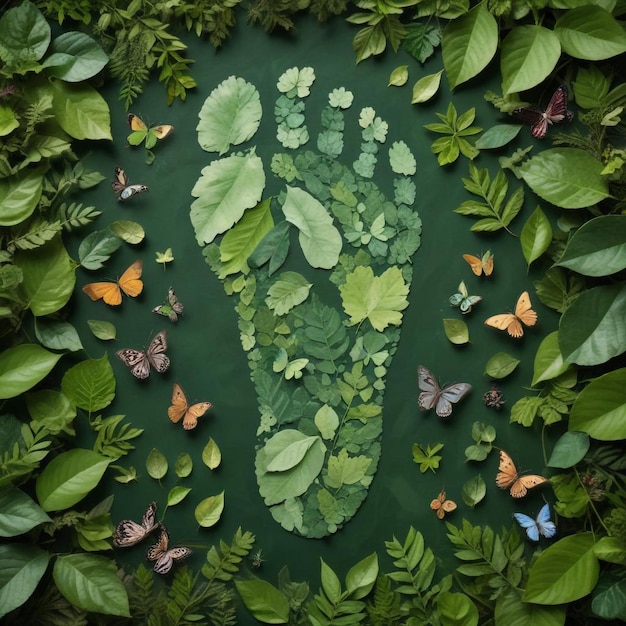 Photo eco imprint a leafy footprint symbolizing natures mark on sustainability