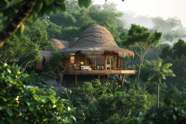 An ecoconscious ecotourism lodge situated in a pristine natural environment