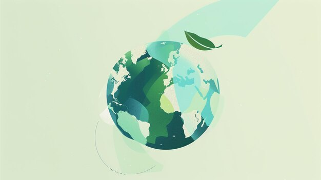 Photo ecofriendly earth illustration with leaf and green color palette promoting environmental sustainability