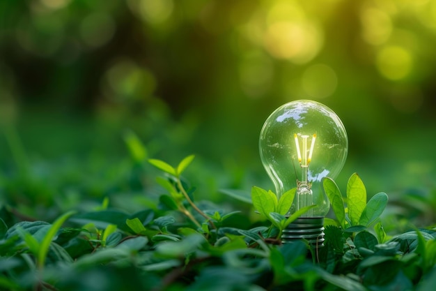 Ecofriendly energy concept with light bulb in nature