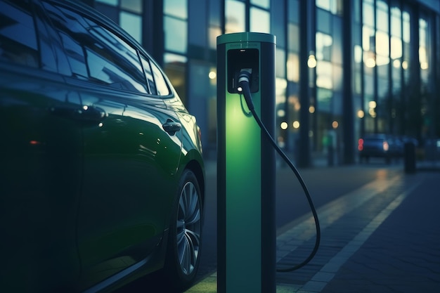 Ecofriendly ev charging station with blue energy concept for sustainable transportation