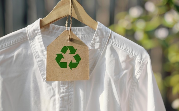 Photo ecofriendly fashion approach with a sustainable shirt hanging outdoors in natural light