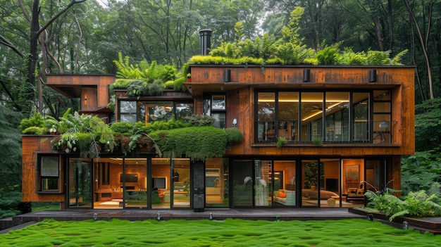 EcoFriendly House in Forest with Natural Features