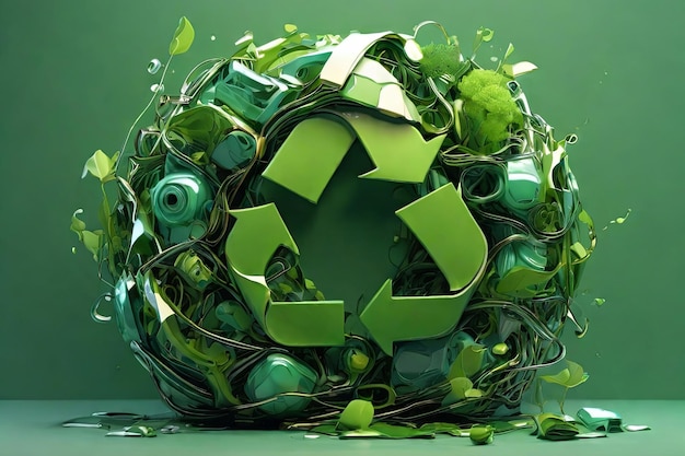 Ecofriendly innovation comes to life in this showcasing a vibrant green recycling concept