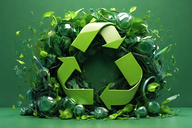 Ecofriendly innovation comes to life in this showcasing a vibrant green recycling concept