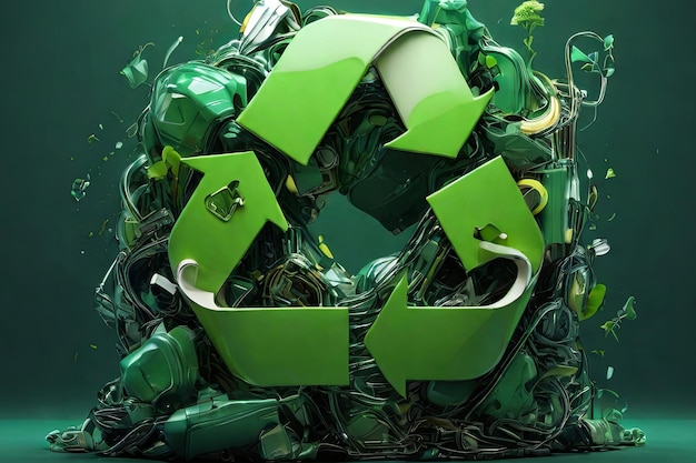 Ecofriendly innovation comes to life in this showcasing a vibrant green recycling concept