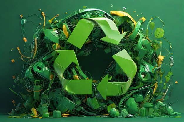 Ecofriendly innovation comes to life in this showcasing a vibrant green recycling concept